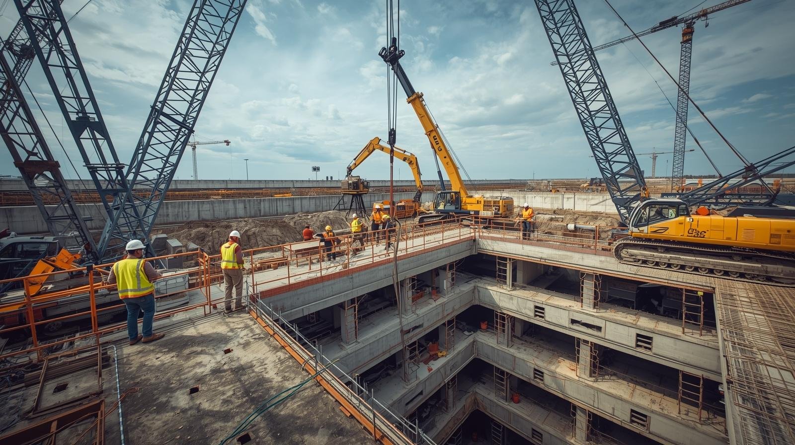una imagen realista de trabajos de ingenieria infraestructura y cinstruccion